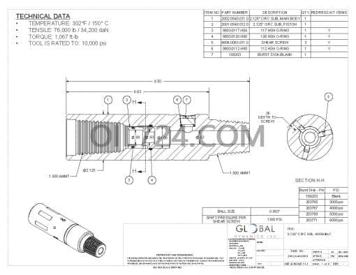 GDI 2.125英寸循环接头总成 - 1.5英寸AMMT Box x Pin 2002.0540.000.0 - 图片 2