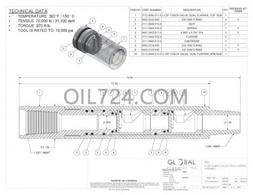 GDI 2.125英寸双合瓣单流阀总成 - 1.5英寸 AMMT Box x Pin 2112.0540.000.0 - 图片 2
