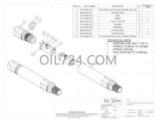 GDI 2.125英寸双合瓣单流阀总成 - 1.5英寸 AMMT Box x Pin 2112.0540.000.0 - 图片 3